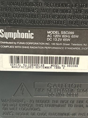 Symphonic Retro Gaming 9" TV VCR Combo VHS Player SSC099 Vintage - VCR BROKEN - - Picture 8 of 10