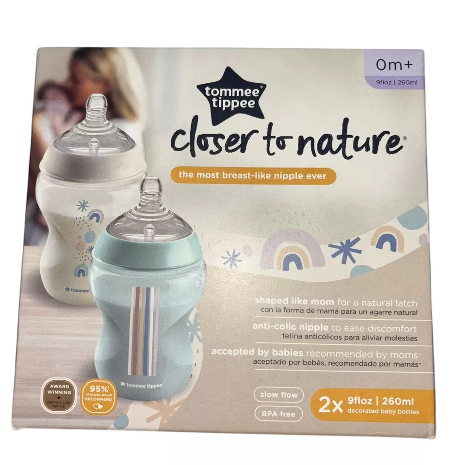 Tommee Tippee 2 Closer to Nature 9 oz Slow Flow 0+ & 1 Anti-Colic Bottles NEW - Image 3 of 4