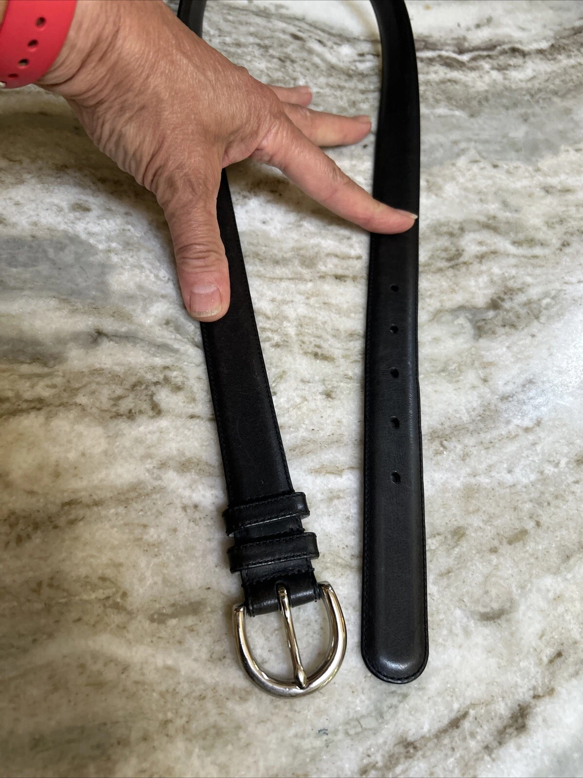 Cintura Coach Vintage 8504 Marrone Scuro Argento Fibbia Ottone Unisex Vestito Cintura Tg M