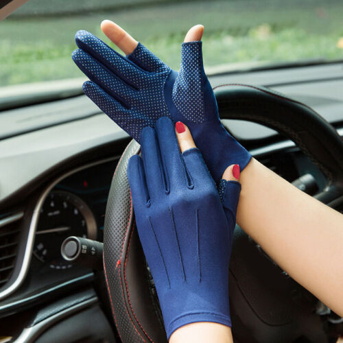 Anti-uv Fingerless Gloves Driving Glove Polyester Half Fingers Glove Thin Mitte^ - Picture 31 of 33