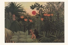 Art Postcard Henri Rousseau Tropical Landscape Struggling with Gorilla VA Museum