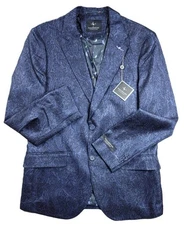 TailorByrd Mens 40R Sport Coat Jacket Modern Fit Metallic Paisley Navy $395 NEW