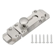 Barrel Bolt Latch, 4 Inch Security Slide Door Lock Latch for Barn, Silver