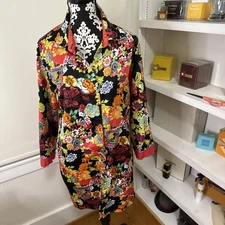 Gorgeous Natori Cruz Purple Floral Shirt Dress Asian Print Sz M