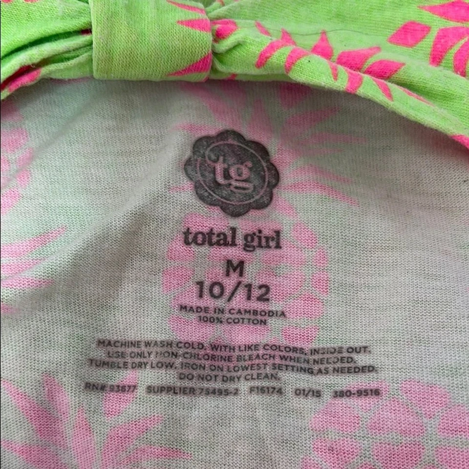 Total Girl Kids Pineapple Print Dress - Green Pink Size Medium 10/12 - Image 3 of 3