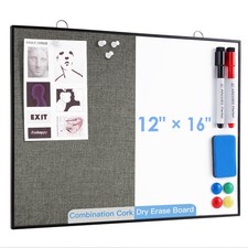 ARCOBIS Dry Erase Linen Board, 12"X16" Small Cork Board White 12"X16", Grey