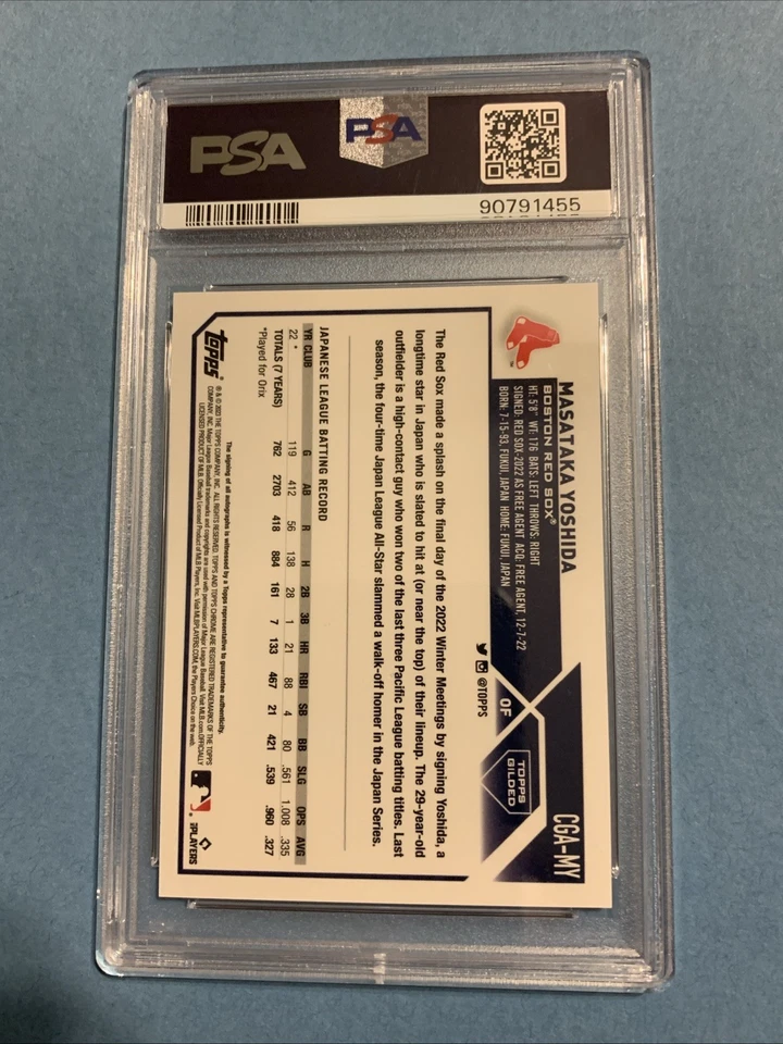 MASATAKA YOSHIDA 2023 TOPPS CHROME GOLD RC AUTO #/25 ROOKIE AUTOGRAPH PSA 10 - Image 2 of 4