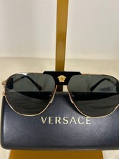 Versace VE2252 100287 Dark Grey  Gold Oval Shaped Men's Sunglasses  New