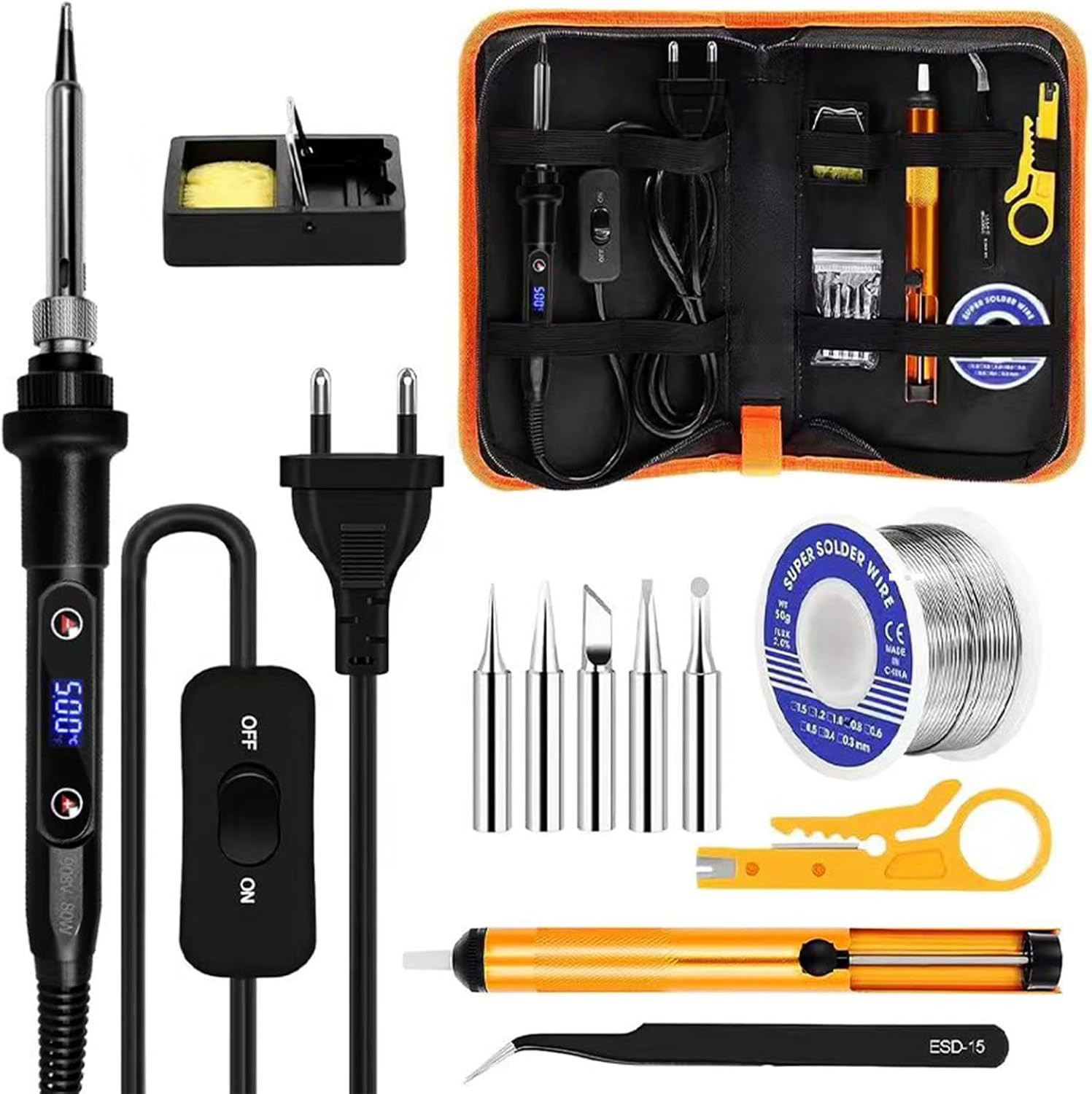 Saldatore a Stagno 80W Professionale LCD: Kit Saldatura Precisione