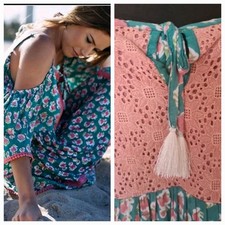 Gypsy Ishani Women Block Print Hippie Indian Women Midi Dress S/M Fit L 👇check