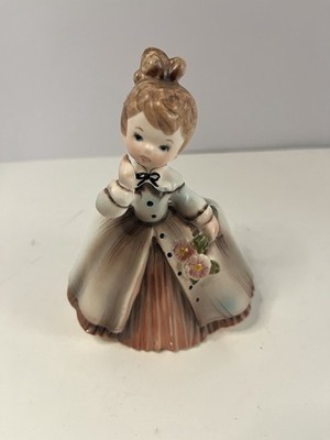 Vintage 1962 Inarco Girl Holding Flowers Figurine Planter