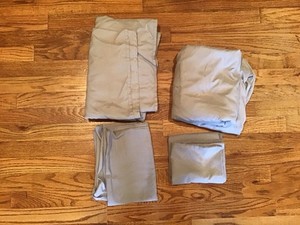 Twin XL Sheets Dorm Bed Microfiber Gray Set Flat Fitted Two Pillowcases EUC