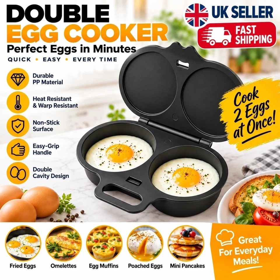 Product photo 2 of 7 — Microwave Egg Poacher Cooker 2 Eggs Steamer Breakfast Kitchen Omelette Maker