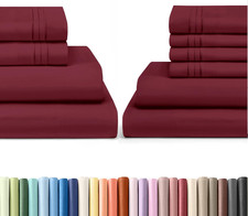 Luxurious Burgundy Queen Bed Sheets Set - 4 6 Piece Collection
