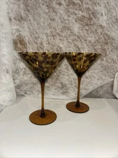BELLA LUX Tortoiseshell Martini Glasses Set of 2 NEW