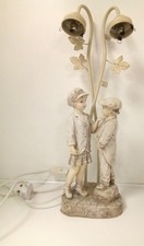 Widdop Bingham & Co Lamp Boy & Girl Figurine Double Light Granite Rosa 2002