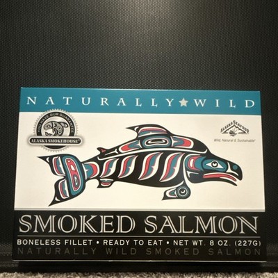 Alaska Smokehouse Naturally Wild Smoked Salmon Boneless Fillet Hot Smoked 8 oz