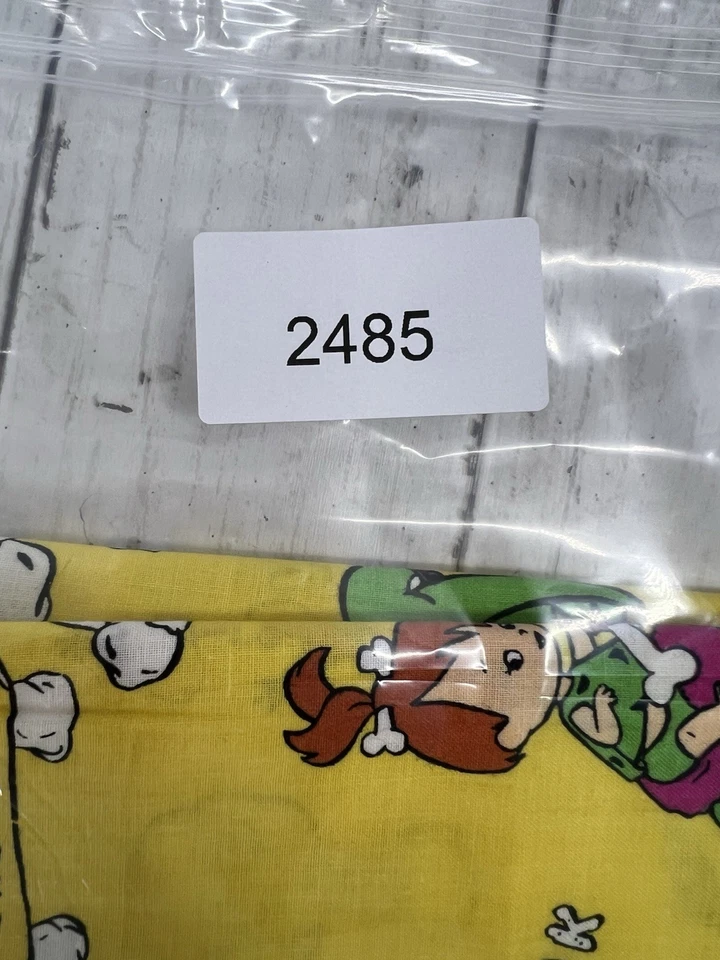 Vintage Flintstones Cotton Fabric 1/2 Yard 44" Wide + Scrap Yellow Pebbles Bam - Image 4 of 4