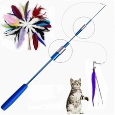 Kitten Cat Toy Mouse on Rod Teaser Wand Bell Feather Pet Play Dangler