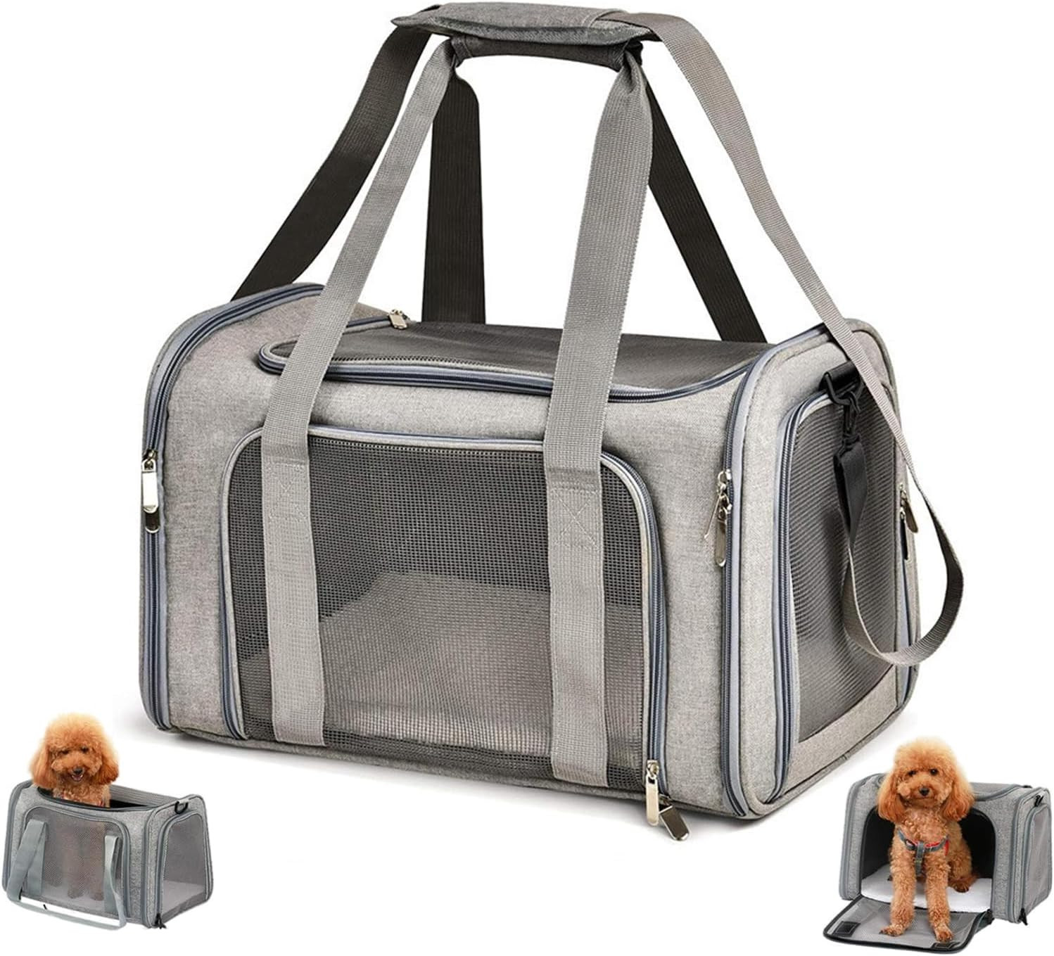 Trasportino Cani e Gatti Morbido: Borsa Viaggio con Tappetino e Tracolla