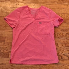 FIGS Technical Collection Scrub Top Womens Small Pink FW1000 Vet Hospital