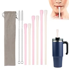 6 Pcs anti Wrinkle Straw,Lip Filler Straw,No Wrinkle Straws,Silicone Straws,Free