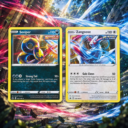 Pokemon Seviper 102/198 Zangoose 120/198 Chilling Reign Connecting Art