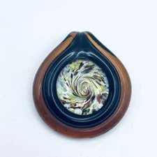 Vintage Murano Style Multicolored Round Glass Pendant Handmade