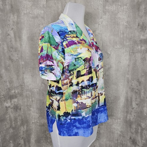Vintage Jams World donna XL Costa Azzurra colorato astratto spiaggia hawaiana S/S - Foto 2 di 7