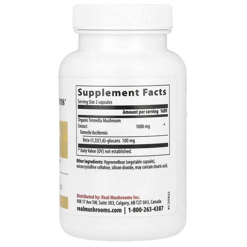 2 X Real Mushrooms, Tremella, Mushroom Extract Powder, 120 Capsules - Picture 2 of 2