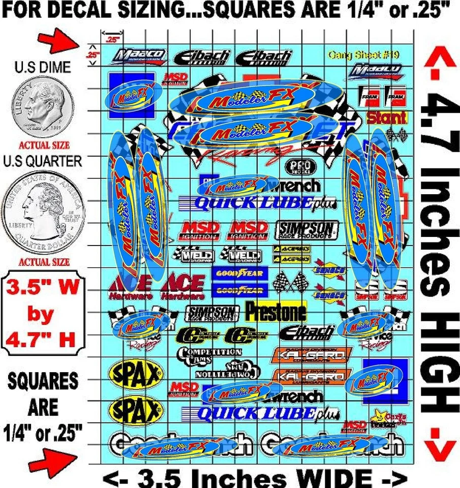 CLEAR VINYL Sticker Sheet 19 Sponsor Decal 1/24-1/16 Scale DIE-CUT- Racing - Image 2 of 4