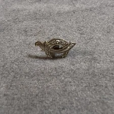 Vintage Masonic 10 Karat White Gold Scimitar And Cresent Moon Diamond Lapel Pin