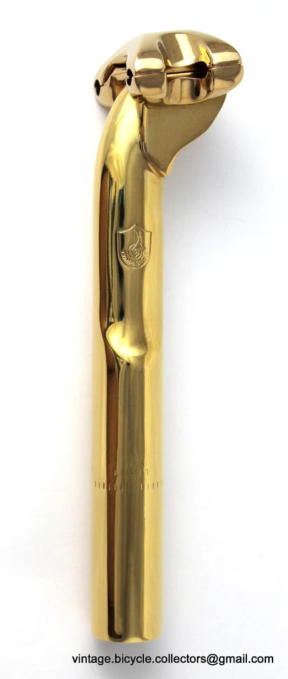 Tija de sillín Campagnolo AERO chapada en oro 26,8 bicicleta de carreras vintage de lujo hecha en Italia Foto 3 de 4