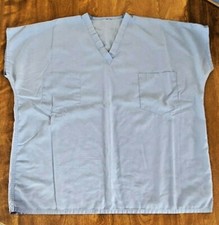 Scrub Short-Sleeve Shirt Size L Blue Cotton/Poly Edw Hosp Well Worn Very Comfy