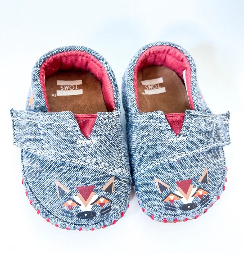 Tiny Toms Infantil Mapache Cuna Zapatos Bebé 0-6 Meses Talla 2 ¡COMO NUEVOS! Foto 2 de 4