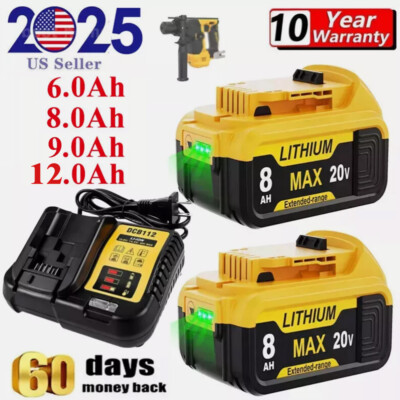 For DeWalt 20V 20 Volt Max 8.0AH Lithium Ion Battery DCB206-2 DCB205 DCB200-2 US