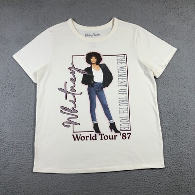 whitney houston t shirt Adults Small Off White Cream Graphic Print 