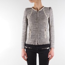 IRO Noelia Women's Tweed Leather Trim Zip Jacket Size 2 / US 6 / S-M