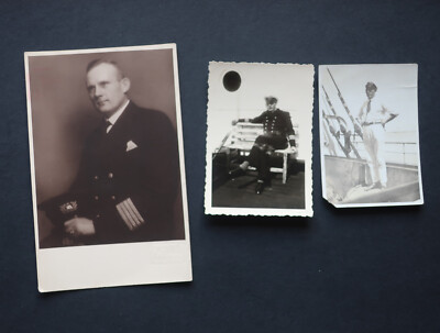 Original 3x Fotos Portrait Kapitän Karl Steinhaus Hanseatische Reederei MS Utrec