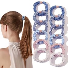 Hair Ties Scrunchies - Small Mini Scrunchy for Women Thick Hair Blue Set