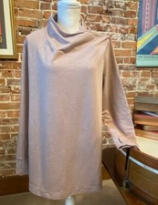 Cuddl Duds Comfortwear Heather Mocha French Terry Long Sleeve Soft Cowl Top New