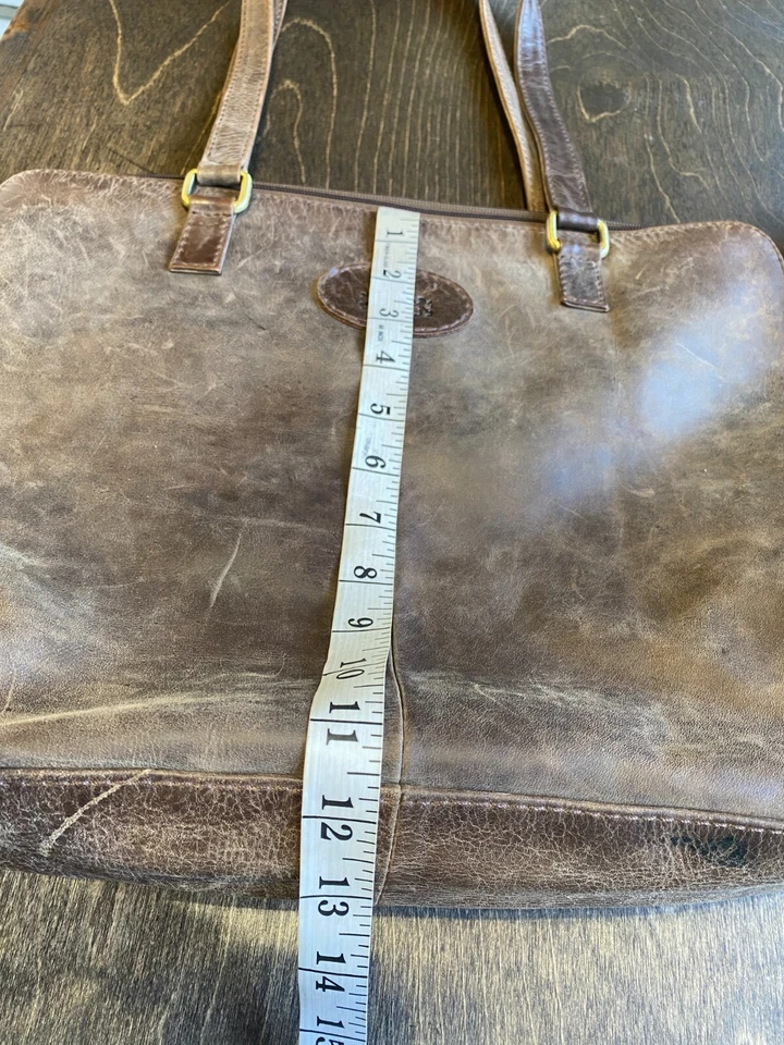 Bolso de Mano Grande Rowallan Escocia Hecho a Mano Marrón Engrasado Cuero Lujoso Foto 3 de 4