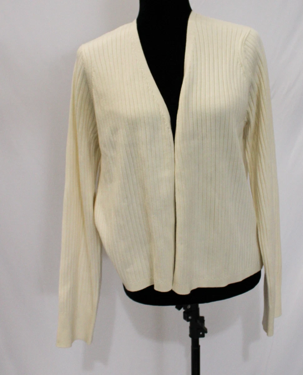 PINK Women's Ribbed Knit Fly-Away Cardigan Sweater WR4 White Shell