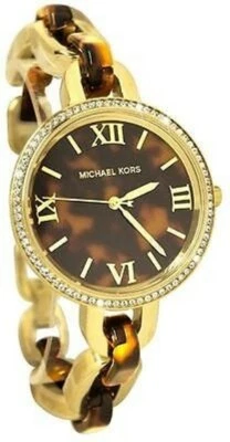 Michael Kors Delaney Oro + Acrílico Carey Cadena Eslabones + Cristal Reloj - Imagen 1 de 3