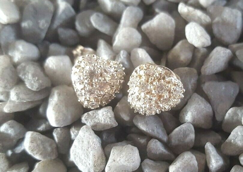 Ohrringe 925 Silber Herzform Herz glitzernd Punze unleserlich edel 1,53g  CP3083