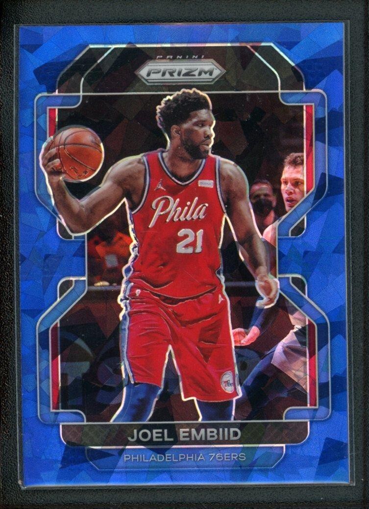 2021-22 JOEL EMBIID 037/125 PANINI PRIZM ICE CRACKED BLUE