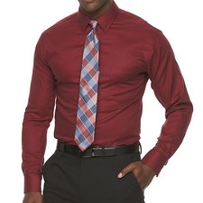 New Chaps Men's Regular-Fit Wrinkle-Free Stretch Point Collar Dress Shirt