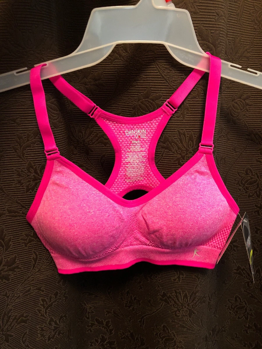 Danskin Womens Sports Bra Wirefree Adjustable Straps Fitted Pink Size Small