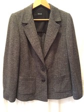 Basler 12 Brown Soft Wool Blend Herringbone Jacket - Half-lined - Fab!