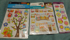NEW LOT of 3 OWLS THEME scrapbooking stickers